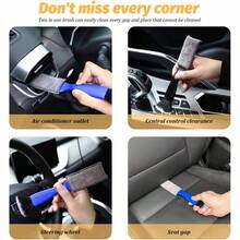 Double Brush Car Clean, 2 In 1 Soft Auto Duster Detailing Cleaning Brushes, Multi - Functional Vehicle Conditioning Vent Cleaner Tools, Universal SUV RV Truck Black - 黑色 - 查看 4