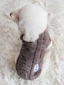 1pc Soft Cotton Fleece Pet Clothing, Dog Apparel With Leash Buckle, Suitable For Autumn/Winter, Teddy, Cat, Puppy