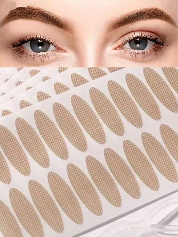 10 Sheets/480 Low Sensitivity Double Eyelid Patches, Invisible Self-Adhesive, Tight Eye Bag Solution, Breathable Material, Non Reflective, Invisible Natural Beauty Mesh, Fiber Strip Shaping Cream Lace Seamless Artifact