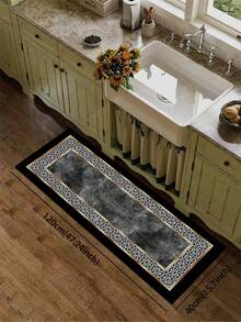 1 件装硅胶厨房垫，几何花卉图案，中间灰色纹理设计，兼具装饰性和实用性，缓冲防疲劳厨房地毯，表面织物材质，中间海绵吸水材质，底部橡胶材质，防滑易清洁厨房垫/地毯 - 彩色 - 查看 16