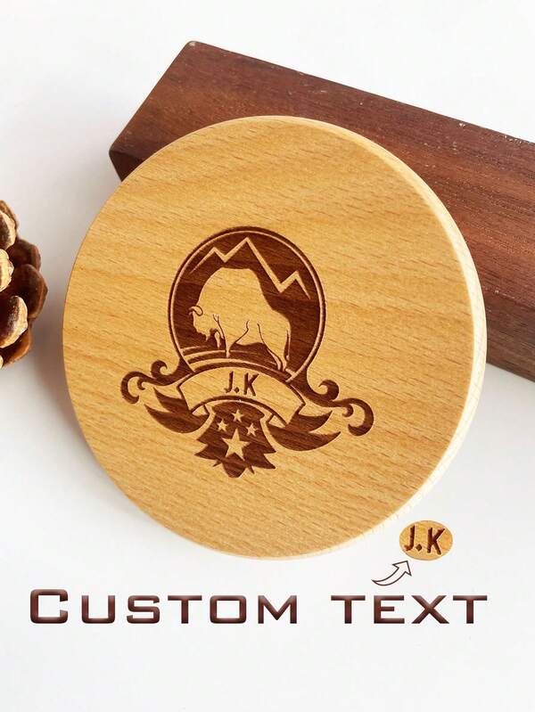 1pc Personalized Laser Engraved Wooden Coaster/Trivet, Custom Name Text, Unique Creative Gift For Friends, Colleagues, Family, Suitable For Wedding, Housewarming, Birthday, Christmas, Anniversary, Special Occasion, Home Decor