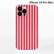 1pc Minimalist Stripe Pattern Perforated Glossy Filmic Case Full Protective Hard Phone Cover, Compatible With IPhone 11/12/13/14/15/16 Pro Max Waterproof Shockproof Anti-Fall Scratch Resistant