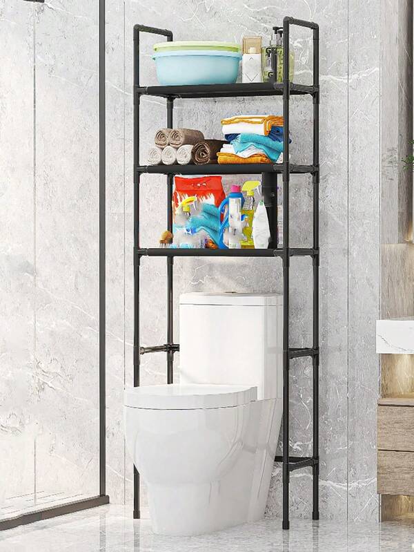 Estantería de baño sobre el inodoro, perchero de toallas organizador de muebles de baño, estantería sanitaria de 3 niveles para ahorrar espacio en el baño, estantería ajustable organizadora de almacenamiento de baño, organizador de estantería de baño sobre el inodoro para el hogar, 3 niveles a prueba de agua y óxido, decoración de baño de verano