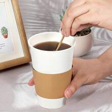 100 chiếc vỏ bọc cốc cà phê tái sử dụng, phù hợp với đồ uống nóng và lạnh, vỏ bọc cốc bằng bìa cứng chắc chắn, thích hợp cho quán cà phê, khách sạn, cửa hàng trà sữa trân châu, nhà hàng thức ăn nhanh và dịch vụ giao đồ ăn mang đi. - Nhiều màu - Xem 9