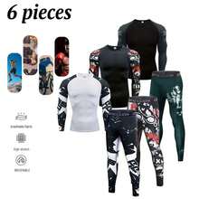 6-Piece Men's Printed Round-Neck Sports Suit, Skin-Friendly And Breathable, Sweat-Wicking And Moisture-Wicking, Suitable For Gyms And Outdoor Sports - Multicolor - View 9