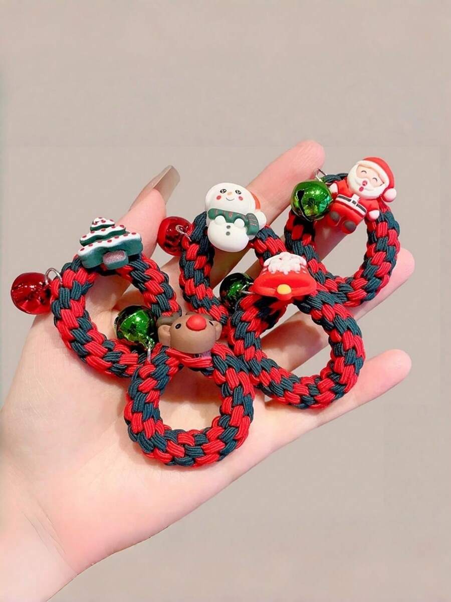 Elastico per capelli intrecciato natalizio, corde per capelli ad alta elasticità, accessori per capelli natalizi, elastici morbidi ed elastici per legare i capelli con fasce in gomma ad alta elasticità sulla parte posteriore della testa, accessori per capelli natalizi, accessori per creare atmosfera natalizia, regali di Natale, accessori per vestirsi per eventi e feste di Natale