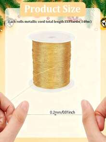 1 件金属绳，用于手工制作、珠宝制作，厚度 0.2 毫米，圆形混合颜色金色和银色，每卷 153 码（140 米），多功能耐用装饰绳 - 串珠绳，适用于 DIY 圣诞吊坠绳 - 彩色 - 查看 5