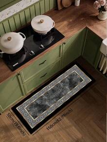 1 件装硅胶厨房垫，几何花卉图案，中间灰色纹理设计，兼具装饰性和实用性，缓冲防疲劳厨房地毯，表面织物材质，中间海绵吸水材质，底部橡胶材质，防滑易清洁厨房垫/地毯 - 彩色 - 查看 13