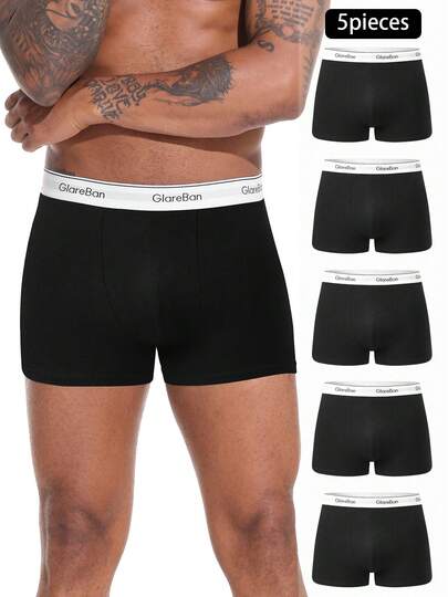 5-pack bomullsboxershorts herrunderkläder mjuka herrkalsonger för män boxershorts sport mjuka bekväma märke hög kvalitet