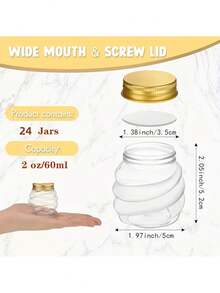 6pcs/10pcs/20pcs 2oz Honeycomb Plastic Jars With Gold Lids, Mini Honey Pots, Wide Mouth Spice Jars, Suitable For Party, Wedding, Gift Box, DIY Gifts, Jelly, Vanilla, Jam, Candy, Plastic Bottles, Best For Christmas, New Year - Multicolor - View 2