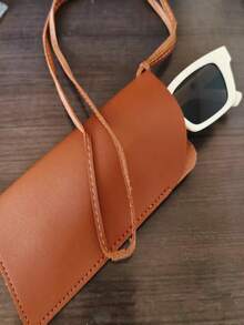 1pc Classic Solid Color PU Leather Convenient Casual Daily Sunglasses/Eyeglasses Storage Case