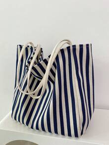 Nuova borsa a spalla da donna a righe per l'autunno/inverno, borsa a righe di moda, casual con grande capacità, borsa a tracolla minimalista adatta per studenti universitari, studenti delle superiori, pendolarismo per il lavoro, shopping, viaggi, fitness, abbinabile a vari outfit