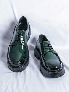 Scarpe in pelle verdi da cerimonia, scarpe da matrimonio versatili per uomo, scarpe in stile coreano britannico alla moda in pelle traspirante, scarpe casual eleganti con punta affusolata, scarpe derby in pelle lucida con suole spesse, scarpe eleganti stringate per cerimonie e feste, scarpe casual semplici per l'ufficio, scarpe da esterno alla moda - Verde - Visualizzare 6