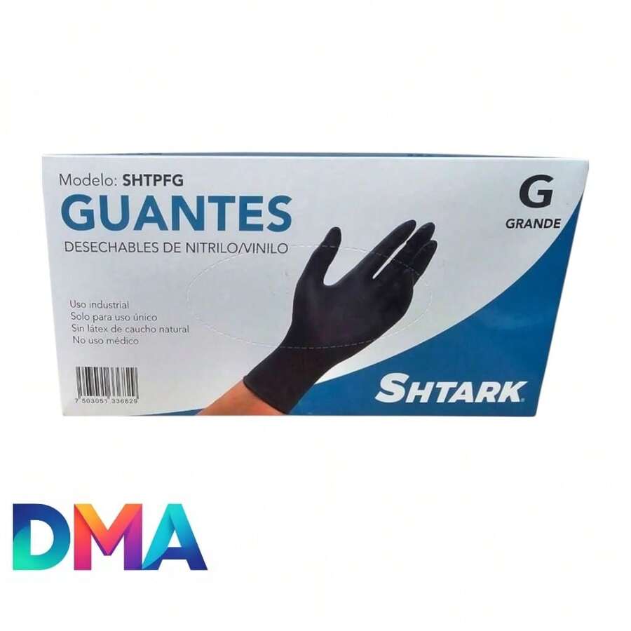 Guantes De Nitrilo Vinilo Negro Libre De Latex 100 Piezas - GRANDE - Ver 1