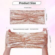 Gold Sequin Chair Sashes With Bow For Folding Chairs, Party Wedding Reception Decorations, 20 PCS - Rose Gold - View 4