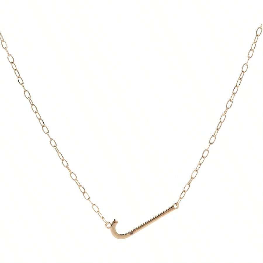 Precious Elongated Initial Necklace V - AlexandAniPreciousElongatedInitialNecklaceJ - View 1