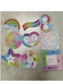 8pcs/9pcs/8pcs Set Stress Relief Sensory Stickers, Calming Striped Texture Stickers For Students, Adults Sensory Items Calming Stickers