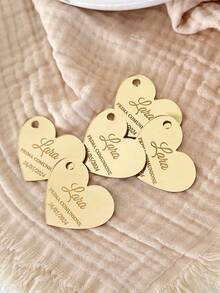 个性化婴儿派对回礼标签,金色亚克力镜面心形标签,我的洗礼回礼,洗礼礼物,欢迎婴儿派对,生日派对,洗礼标签,定制感谢标签 - 彩色 - 查看 6