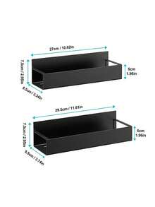 1/2pcs Set Magnetic Side Storage Rack, Suitable For Refrigerator And Washing Machine - No Drilling Required, Fashionable Black Metal Face, Wall-Mounted Spice Organizer, Perfect For Laundry Essentials