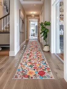 1 pieza Alfombra rosa, estilo floral, alfombra de pasillo, 850g/m² lavable a máquina, decoración del hogar, sala de estar, cocinas, pasillos, dormitorio, comedor, oficina, para todas las estaciones