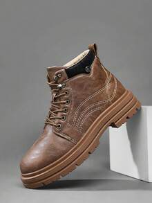 Botas para hombre para exteriores, nuevas botas de trabajo de moda casual, botas versátiles de suela gruesa con estilo clásico retro