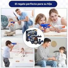 Objetivo de Tiro Electrónico - Juego de Tiro con Pelota Suspendida y 2 Pistolas de Juguete, Recargable por USB, Rebote Automático y Sonido, Juguete/Regalo para Niños de 6 Meses a 2 Años, Color Azul, Material de Plástico - ‎Azul - Ver 8