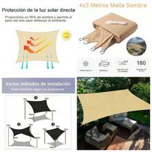 Mokani Malla Sombra, 4x3m Toldo, Malla Sombra para Exteriores, Sombra Lona, Sombra velaria Reforzada Lona, 95 de Bloqueo de Los Rayos, para el Patio, Jardn, Prgola, Patio Trasero - Beige oscuro - Ver 1