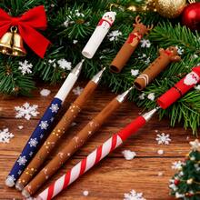 4/8pcs Christmas Erasable Pens, Cute Reindeer & Gingerbread Man Shaped Pens, Creative Santa Erasable Pen Set, Christmas Special Edition Erasable Pen Set