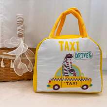 1pc Lunch Bag, 22x19x12cm, Canvas Material, Waterproof Double-Layer Insulation, Capybara, Cat, And Little Dinosaur Designs. Portable Handbag, Essential For Office Workers And Students.