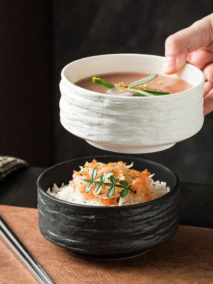 1 Marble Patterned Bowl, High-End Single Serving Grain/Rice Bowl, Suitable For Creative Rock Patterned Bowls In Kitchens And Restaurants, High-End Home Feel, Single Person Rice Bowl, New Plastic Bowl, Dessert Bowl, Commercial Black Bowl, Small Bowl