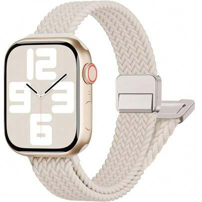 Slim Braided Loop With Magnetic Clasp Compatible With Apple Watch Band 38mm 40mm 41mm 42mm 44mm 45mm 46mm 49mm Nylon Thin Solo Loop Elastic Straps For I Watch Bands Series 11 10 9 8 7 SE 6 5 4 3 2 1 Ultra