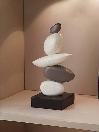 Escultura de guijarros apilados - Estatua de resina, adecuada para el hogar u oficina - Elemento decorativo multiusos para interiores/exteriores, sin necesidad de electricidad - Regalo elegante para entusiastas de la decoración de lujo, regalo de Navidad perfecto