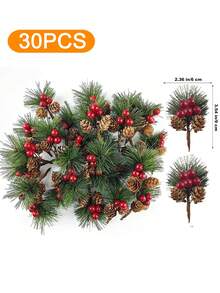 5/10/20/30Pcs Artificial Pine Picks, Pine Needles Branches With Red Berry Stems, Small Fake Berries Pinecones Branches For Crafts Tree DIY Garland Holiday Wreath Best Gifts Birthday Home Decor Christmas Decorations Room Decor Christmas Winter Christmas Decorations Home Christmas Gifts Christmas Decor - Multicolor - View 12