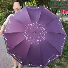 1pc Random Floral Pattern Umbrella, 10 Ribs Black Coating Sunshade Umbrella, Printed Umbrella, Large Dual-Use Rain & Sun Protection Umbrella, Outdoor, Garden, Travel Essentials, Portable Essentials, Beach Essentials, Graduation Season, Commencement, Graduation Ceremony, Graduation Gift - Multicolor - View 5