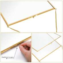 Marco de Fotos de Latón Dorado de 22, 9 x 29 para Pared - Doble Vidrio y Visualización Flotante, Ideal para Flores Presionadas Ilustraciones - Multicolor - Ver 4