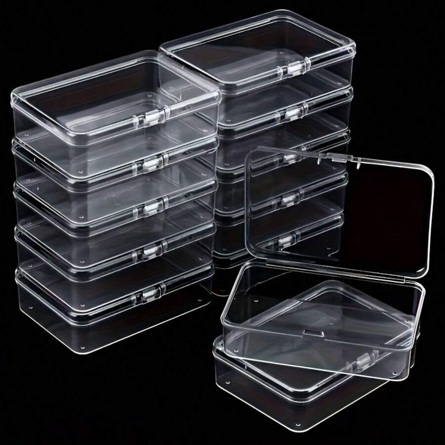 10/16pcs Transparent Plastic Storage Box, 3.35 * 2.36 * 0.98inch, Small Portable Storage Box For Small Items, Transparent Storage Container With Hinged Lid, DIY Crafts, Jewelry Beads, Hardware Accessories Organizer - 8,5*6*2,5cm/10 cái - Xem 1