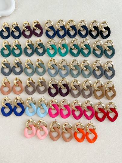 1 par de pendientes de moda exagerados de acrílico geométrico vintage Y2K, adecuados para mujeres, Día de la Madre, San Valentín, Navidad, uso diario