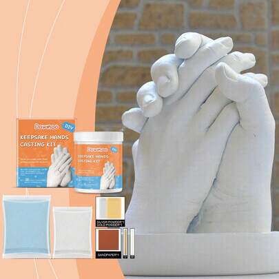DIY Hand Casting Kit 3d Hand Foot Print Model Plaster Hand Hold Statue For Baby & Couples Keepsake Anniversary Festival Gifts Wedding Home Decoration Clone Powder+ Model Powder Set