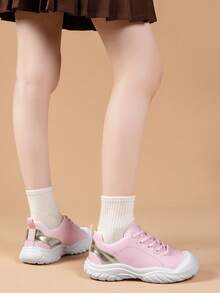 Cute Patchwork Comfortable Tennis Shoes, Casual Sports Shoes, Leisure Travel Shoes, Sweet Simple Student Shoes, Fashionable Outdoor Children Sports Shoes - Pink - View 6