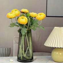 Artificial Ranunculus Flowers With Real Touch Stem, Silk Ranunculus Flowers(10 Pack) (White)-KF - Yellow - View 10