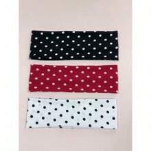 1pc/2pcs/3pcs Women Elegant Sweet Polka Dot Print Elastic Fabric Dot Sports Headband, Suitable For Daily, Fitness, Running, Yoga, Sweat-Absorbing Hair Band Headscarf, Fashion Hair Accessory, Bohemian Style Headband, Elegant Fall Winter Hair Accessories For Women Bows For Vacation Outfits Woman