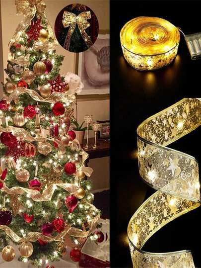 1 Stück 5m/50 LED oder 10m/100 LED Lichterkette, Weihnachtsbaum Lichtdekoration mit Adapter, Kupferdraht-Lichterkette mit doppelter Schicht, Sternenlichterkette für Weihnachtsdekoration, Heimdekoration, Weihnachtsparty, Raumdekoration, Feiertags-Dekoration, Partyfavors Weihnachtsdekorationen Weihnachtsgeschenke Weihnachtsdekoration