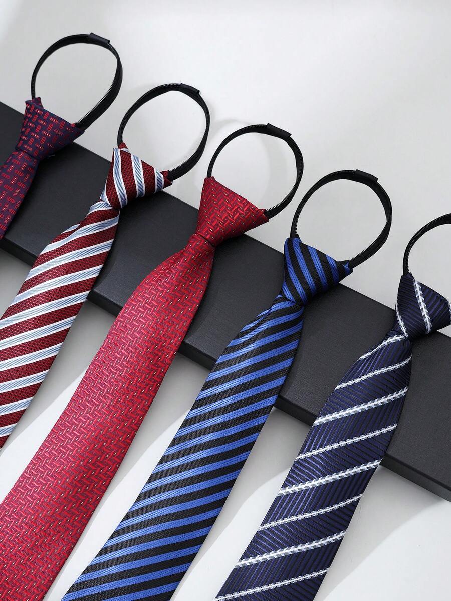 1 pieza Corbata de hombre con múltiples estilos de corbatas a rayas, fácil de anudar para personas perezosas, de moda y versátil, adecuada para vestimenta formal, negocios, matrimonio, trabajo y carrera