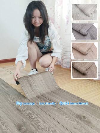 1 Roll Fashion Wood Look Floor Tiles Stickers, Vinyl Tile Flooring, Peel And Stick Floor Tiles/ Stickers For Walls. Self Adhesive Flooring Rolls /Wallpapers Waterproof, Scratch Resistent,Moisture-Proof.Wooden Pattern PVC Tiles Floor. House Decor Stickers For Bathroom,Bedroom,Living,Toilet,Kitchen,Office,Wall Decor,Room.Festive Gift.Home Decor Stickers Roll