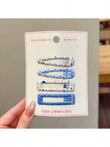 3 PiecesHair Barrettes Set - Stylish & Cute Plaid & Cartoon Design, Suitable For Teens, Ideal For Taming Bangs And Side Hair, Claw Clips