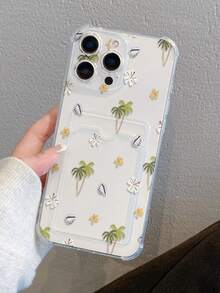 1pc Fashionable Creative Full-Screen Coconut Tree, Seashell & Flower Pattern Transparent Shockproof Phone Case, Compatible With IPhone XS/XS Max/XR/11/12/13/14/14 Plus/15/15 Plus/16/16 Plus/7/8 Plus/17/17 Pro And Other Models - Multicolor - View 7