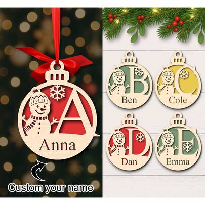 Personalisierte Schneemann Weihnachtsornamente, individuelle Weihnachtsschmuck Schneemann für den Baum, Holz Weihnachtsdekoration, Laser geschnittene Namen, Weihnachtskugel, Geschenkanhänger, Weihnachtsbaumschmuck an Weihnachten, Weihnachtsdekoration, Weihnachtsornament, Weihnachtsgeschenk.