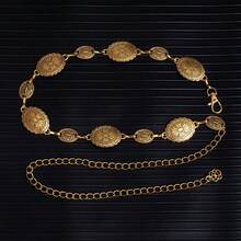 1pc Adjustable Metal Disc Waist Chain, Women Dress Accessory Waist Belt, Versatile For Sweater, Bohemian Style Slimming Waist Cincher