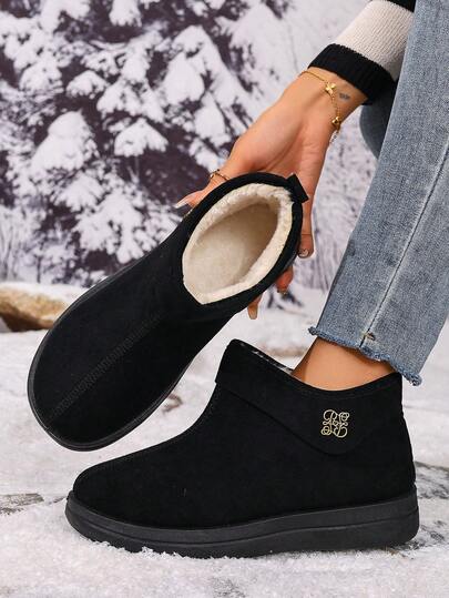 Women's Mid-Calf Boots, Winter Fashion Korean Style Snow Boots, Anti-Slip & Warm Boots For Outdoor & Daily Wear