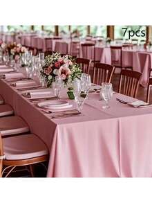 7pcs Burgundy Satin Tablecloth 58*71 Inch, Soft Tablecloth For Birthday Party, Wedding, Banquet, Gathering, Meeting, Celebration, Ceremony Decoration - Multicolor - View 11